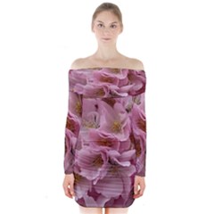 Cherry-blossoms Long Sleeve Off Shoulder Dress by Excel