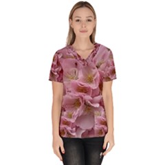 Cherry-blossoms Women s V-neck Scrub Top by Excel