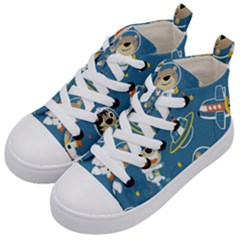 Seamless-pattern-funny-astronaut-outer-space-transportation Kids  Mid-top Canvas Sneakers by Simbadda