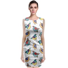 Seamless-pattern-with-hand-drawn-bird-black Classic Sleeveless Midi Dress by Simbadda