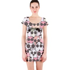 Cute-dog-seamless-pattern-background Short Sleeve Bodycon Dress