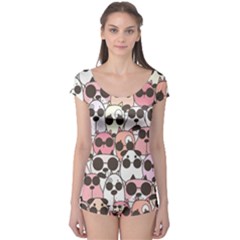 Cute-dog-seamless-pattern-background Boyleg Leotard 