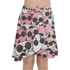 Cute-dog-seamless-pattern-background Chiffon Wrap Front Skirt