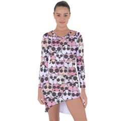 Cute-dog-seamless-pattern-background Asymmetric Cut-Out Shift Dress