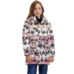 Cute-dog-seamless-pattern-background Kids  Hooded Longline Puffer Jacket