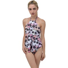 Cute-dog-seamless-pattern-background Go with the Flow One Piece Swimsuit