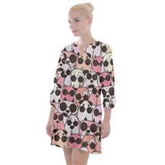 Cute-dog-seamless-pattern-background Open Neck Shift Dress