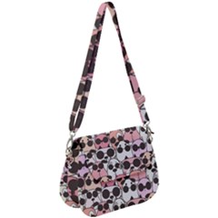 Cute-dog-seamless-pattern-background Saddle Handbag