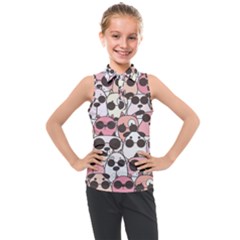 Cute-dog-seamless-pattern-background Kids  Sleeveless Polo Tee