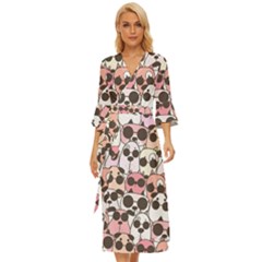 Cute-dog-seamless-pattern-background Midsummer Wrap Dress