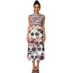 Cute-dog-seamless-pattern-background Sleeveless Round Neck Midi Dress