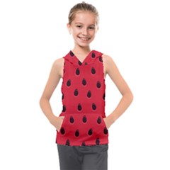 Seamless-watermelon-surface-texture Kids  Sleeveless Hoodie