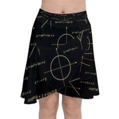 Abstract-math Pattern Chiffon Wrap Front Skirt by Simbadda