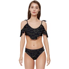 Abstract-math Pattern Ruffle Edge Tie Up Bikini Set	 by Simbadda