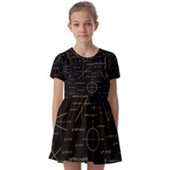 Abstract-math Pattern Kids  Short Sleeve Pinafore Style Dress by Simbadda