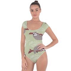 Sloths-pattern-design Short Sleeve Leotard  by Simbadda