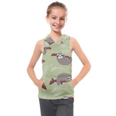 Sloths-pattern-design Kids  Sleeveless Hoodie