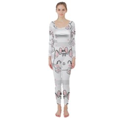 Cat-with-bow-pattern Long Sleeve Catsuit by Simbadda