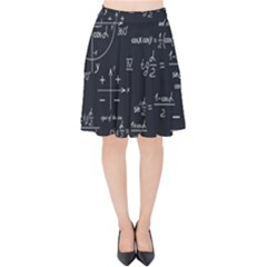 Mathematical-seamless-pattern-with-geometric-shapes-formulas Velvet High Waist Skirt by Simbadda