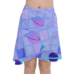Seamless-pattern-pastel-galaxy-future Chiffon Wrap Front Skirt