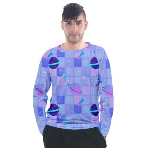 Seamless-pattern-pastel-galaxy-future Men s Long Sleeve Raglan Tee by Simbadda