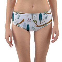 Pattern-sloth-woodland Reversible Mid-waist Bikini Bottoms by Simbadda