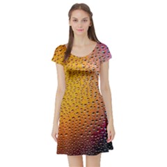 Rain Drop Abstract Design Short Sleeve Skater Dress