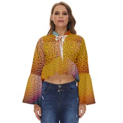 Rain Drop Abstract Design Boho Long Bell Sleeve Top