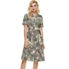 Camouflage Design Button Top Knee Length Dress by Excel