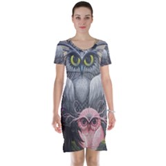 Graffiti Owl Design Short Sleeve Nightdress