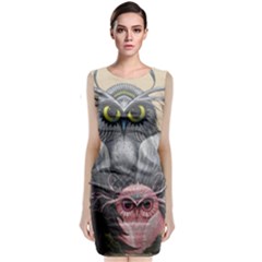 Graffiti Owl Design Classic Sleeveless Midi Dress