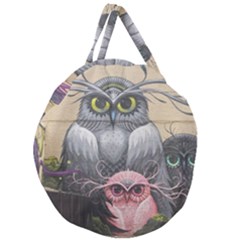 Graffiti Owl Design Giant Round Zipper Tote