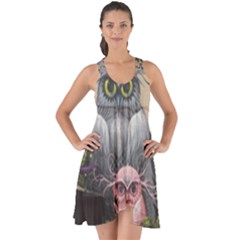 Graffiti Owl Design Show Some Back Chiffon Dress