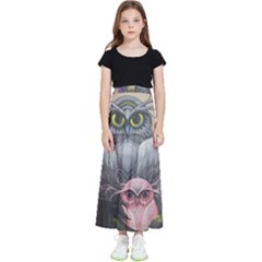 Graffiti Owl Design Kids  Flared Maxi Skirt