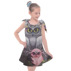 Graffiti Owl Design Kids  Tie Up Tunic Dress