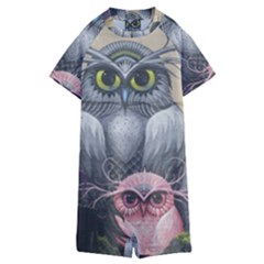 Graffiti Owl Design Kids  Boyleg Half Suit Swimwear