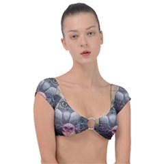 Graffiti Owl Design Cap Sleeve Ring Bikini Top