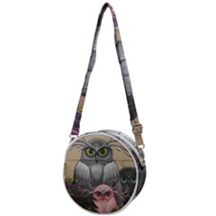 Graffiti Owl Design Crossbody Circle Bag