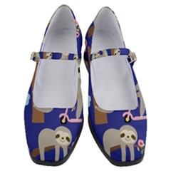 Hand-drawn-cute-sloth-pattern-background Women s Mary Jane Shoes by Simbadda