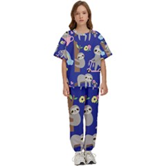 Hand-drawn-cute-sloth-pattern-background Kids  Tee and Pants Sports Set