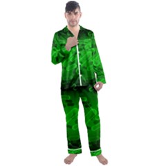 Green-rod-shaped-bacteria Men s Long Sleeve Satin Pajamas Set