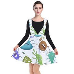 Dangerous-streptococcus-lactobacillus-staphylococcus-others-microbes-cartoon-style-vector-seamless-p Plunge Pinafore Dress by Simbadda