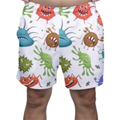 Dangerous-streptococcus-lactobacillus-staphylococcus-others-microbes-cartoon-style-vector-seamless-p Men s Shorts by Simbadda