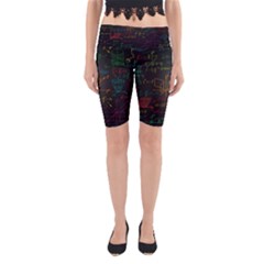 Mathematical-colorful-formulas-drawn-by-hand-black-chalkboard Yoga Cropped Leggings by Simbadda