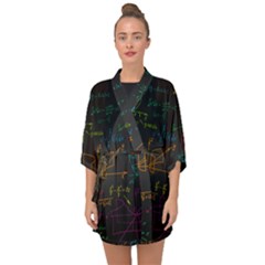 Mathematical-colorful-formulas-drawn-by-hand-black-chalkboard Half Sleeve Chiffon Kimono by Simbadda