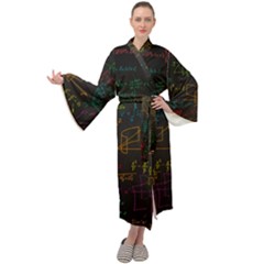 Mathematical-colorful-formulas-drawn-by-hand-black-chalkboard Maxi Velvet Kimono by Simbadda