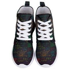 Mathematical-colorful-formulas-drawn-by-hand-black-chalkboard Women s Lightweight High Top Sneakers by Simbadda