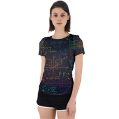 Mathematical-colorful-formulas-drawn-by-hand-black-chalkboard Back Cut Out Sport Tee by Simbadda