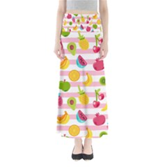 Tropical-fruits-berries-seamless-pattern Full Length Maxi Skirt by Simbadda
