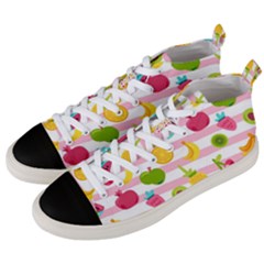 Tropical-fruits-berries-seamless-pattern Men s Mid-top Canvas Sneakers by Simbadda